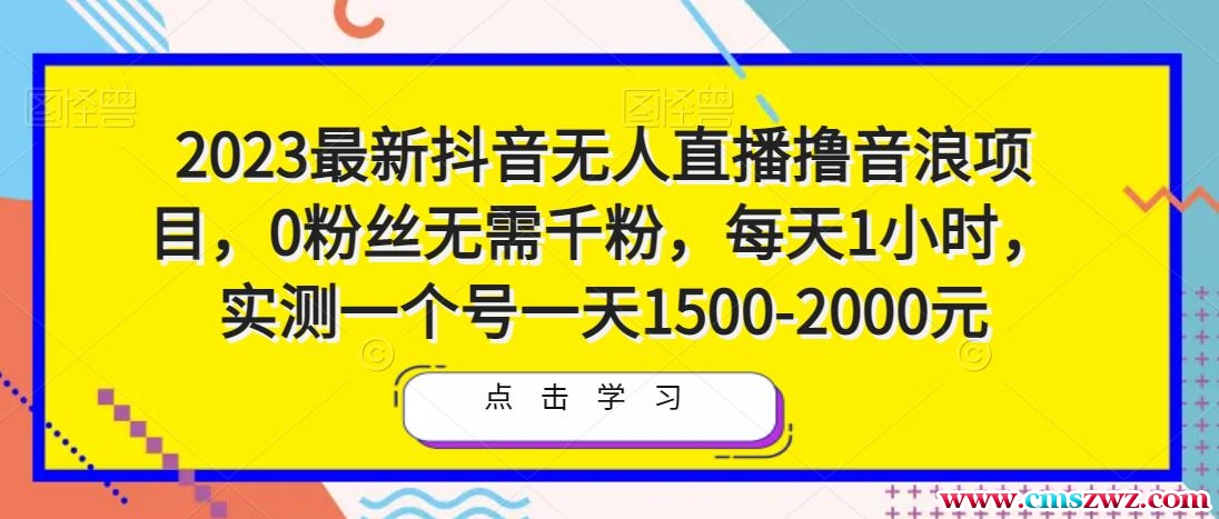 2023最新抖音无人直播撸音浪项目，0粉丝无需千粉，每天1小时，实测一个号一天1500-2000元