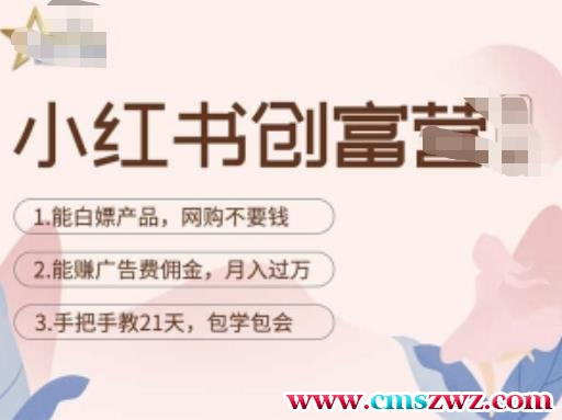 小红书创富营-教小红书带货，陪跑21天，教你赚广告费佣金，月入过万