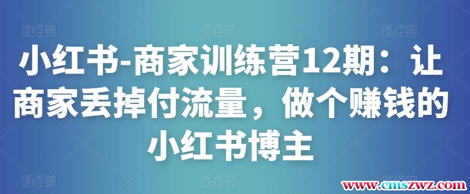 小红书-商家训练营12期：让商家丢掉付流量，做个赚钱的小红书博主