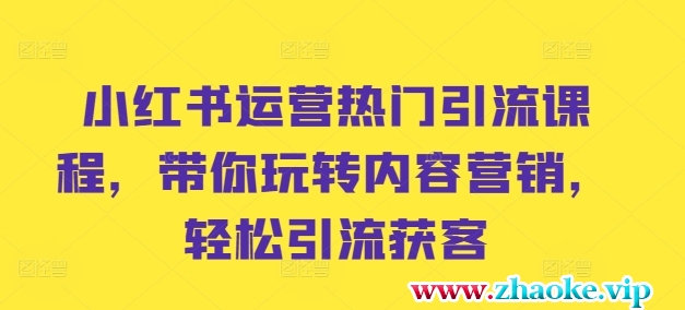 小红书运营热门引流课程，带你玩转内容营销，轻松引流获客