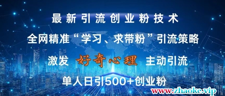 激发好奇心，全网精准‘学习、求带粉’引流技术，无封号风险，单人日引500+创业粉【揭秘】