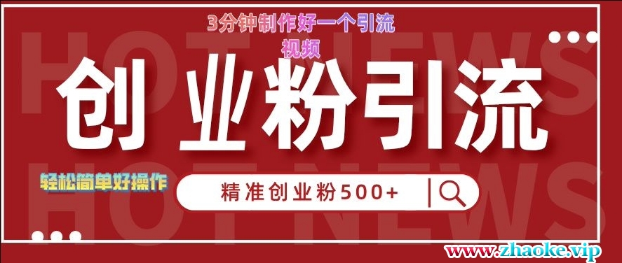 快手被动引流创业粉500+的玩法，3分钟制作好一个引流视频，轻松简单好操作【揭秘】