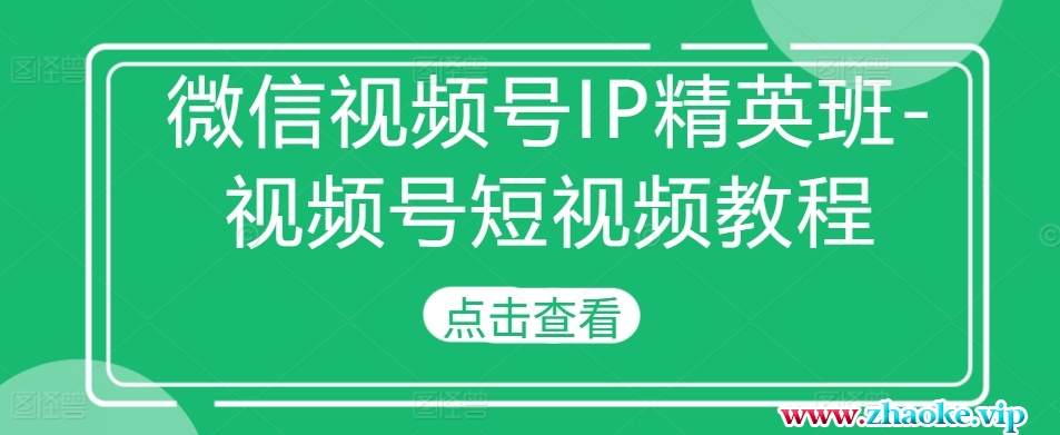 微信视频号IP精英班-视频号短视频教程
