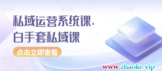 私域运营系统课，白手套私域课