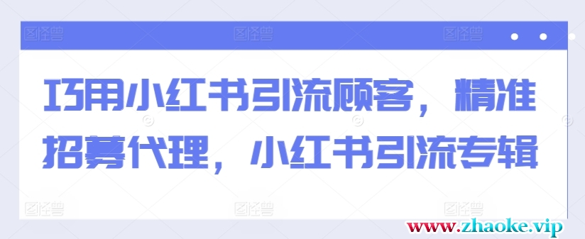 巧用小红书引流顾客，精准招募代理，小红书引流专辑