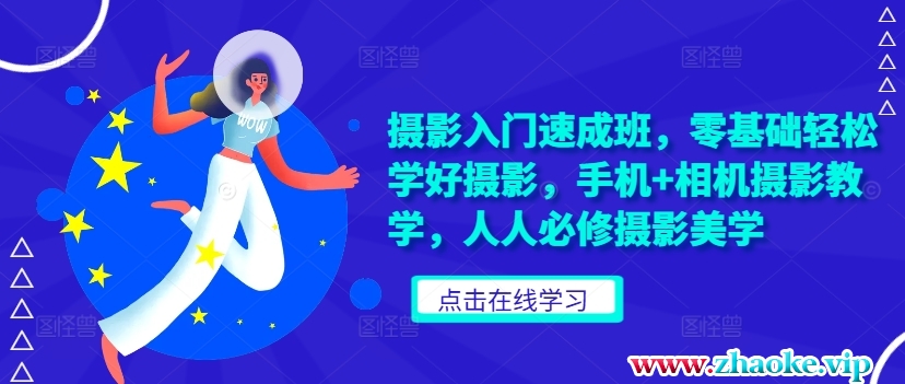 摄影入门速成班，零基础轻松学好摄影，手机+相机摄影教学，人人必修摄影美学