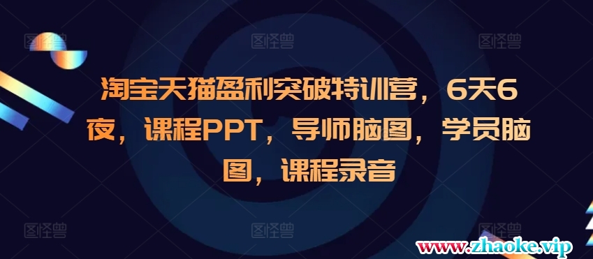 淘宝天猫盈利突破特训营,6天6夜,课程PPT,导师脑图,学员脑图,课程录音