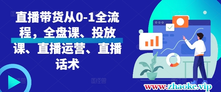 直播带货从0-1全流程，全盘课、投放课、直播运营、直播话术