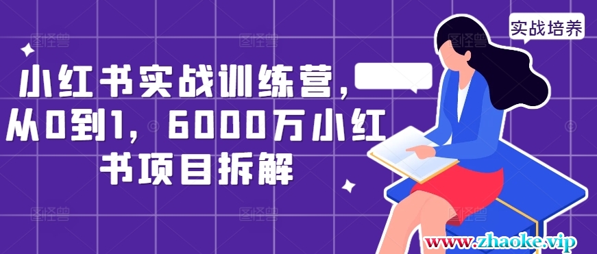 小红书实战训练营，从0到1，6000万小红书项目拆解