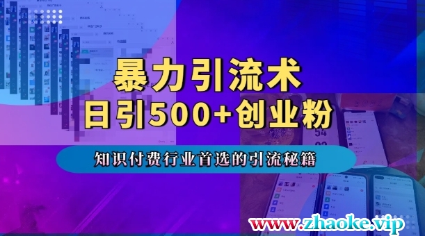 暴力引流术，专业知识付费行业首选的引流秘籍，一天暴流500+创业粉，五个手机流量接不完!