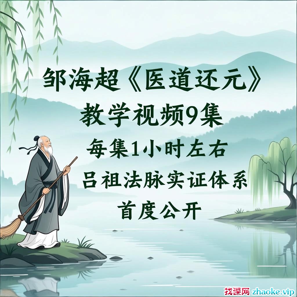 邹海超《医道还元》教学视频9集，每集1小时左右，吕祖法脉实证体系首度公开