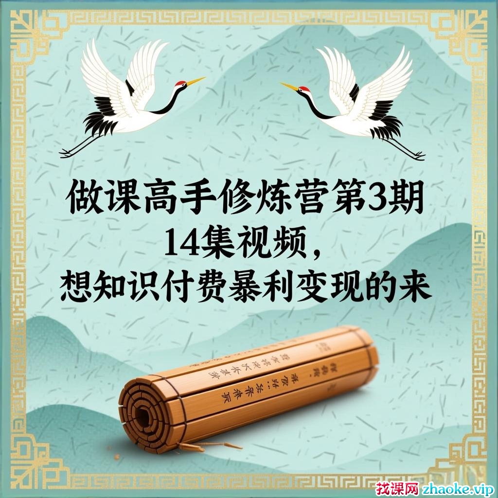 做课高手修炼营第3期 14集视频，想知识付费暴利变现的来